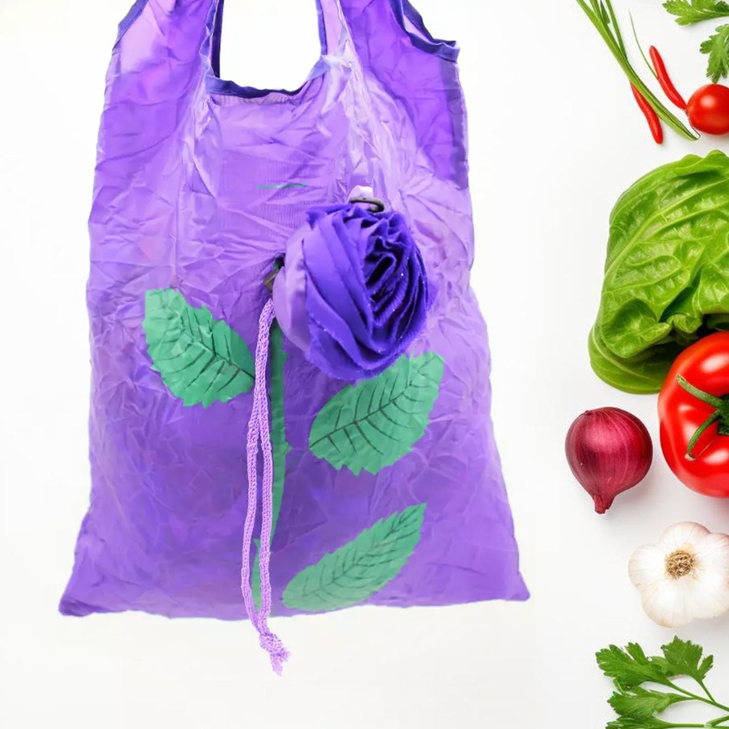 Rose design foldable nylon shopping bag Rose design foldable nylon shopping bag